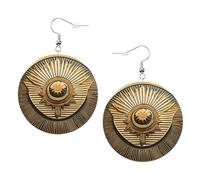 Sun Old Egyptian Timeless Grace Printed Round Earrings For Women, 1 Pair Lightweight Leather Pierced Earrings Set Trendy Jewelry Gifts For Women Girls