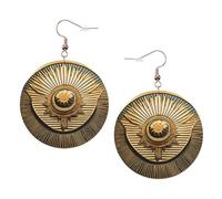 Sun Old Egyptian Timeless Grace Printed Round Earrings For Women, 1 Pair Lightweight Leather Pierced Earrings Set Trendy Jewelry Gifts For Women Girls