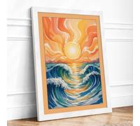 Sun on Troubled Waters Coastal Framed Wall Art Print A1 (84.1×59.4cm)