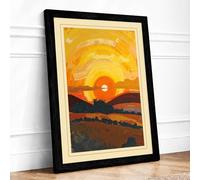 Sun Over Dark Lands Geometric Framed Wall Art Print A4 (29.7×21cm) Black, Wall Decor for Living Room, Bedroom, Office & Home, Ready to Hang, Art Gift