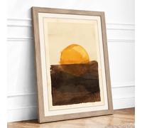 Sun Over Earth Minimalist Framed Wall Art Print A4 (29.7×21cm) Oak, Wall Decor for Living Room, Bedroom, Office & Home, Ready to Hang, Art Gift