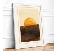 Sun Over Earth Minimalist Framed Wall Art Print A4 (29.7×21cm) White, Wall Decor for Living Room, Bedroom, Office & Home, Ready to Hang, Art Gift