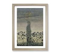 Sun Passing Virgo By Mikalojus Konstantinas Classic Painting Framed Wall Art Print, Ready to Hang Picture for Living Room Bedroom Home Office Décor, Oak A4 (34 x 25 cm)
