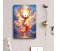 Sun Phoenix Diamond Painting Kit,Diamond Art Kits for Adults,DIY Diamond Art Painting for Beginner,5D Full Drill Round Diamond Gem Art Crafts for Home Wall Decor 35x55cm