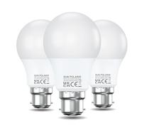 SUN POLARIS Bayonet Led Light Bulb - 8.5 Watt Cool White 4000k Natural Bright, 60W Equivalent B22 Lightbulb, 806 Lumens Ultra Efficient Lightbulbs, BC Non Dimmable GLS Energy Saving Bulbs Pack of 3