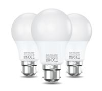 SUN POLARIS Bayonet Led Light Bulb - Daylight 6500k 60w Equivalent 8.5 watt Lightbulbs, 806 Lumen Non Dimmable Energy Saving BC B22 Fitting Lightbulb, Extra Natural White Standard GLS Bulbs Pack of 3