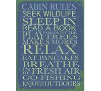 Sun Protected Cabin Rules Blue Metal Sign Tin Sign 7.8X11.8 Inch