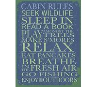 Sun Protected Cabin Rules Blue Metal Sign Tin Sign 7.8X11.8 Inch