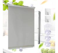 Sun Protection Blackout Roller Blinds,Retractable Sunshade Roller Blinds,Suction Cup Roller Shades for Windows,Temporary Blinds No Drilling,Privacy Curtains for Bedroom,Grey-58×125cm(22.8 * 49.2in)
