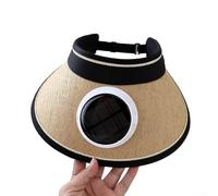 Sun Protection Hat with Integrated Solar Fan, Ideal for Fishing and Cycling (Straw hat khaki)