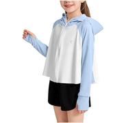 Sun Protection Hoodies for Girls Boys - Kids UPF 50+ Rash Guard Tops, Breathable Summer Casual Jackets, Loose Lightweight Sweatshirts, Quick Dry Activewear T-Shirts, Outdoor Playwear, 1-13 Years Blue