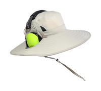 Sun Protection SPF 50+ Bucket hat Compatible with Ear Protection Headphones. Great for Lawn Work, Construction, or Range., Beige, One Size