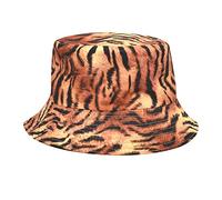 Sun Protection Tiger Print Fisherman's Hat Ladies Spring and Summer Double Sided Outdoor Sunshade British Retro Versatile for Beach
