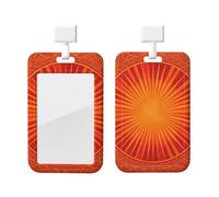 Sun Ray Pattern Id Badge Holder with Lanyard-Vertical Card Protector Clear Abs Hard Shell, Retractable Reel for Work Office