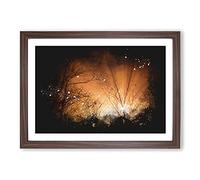 Sun Rays Through The Trees Paint Splash Framed Print | A2 Walnut Framed Wall Art | Ready to Hang | Modern Floral Picture | Living Room Bedroom Lounge Office