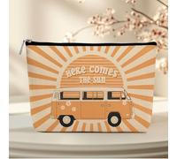 Sun Retro 70s Hippie Makeup Bag, Orange Bus Sunshine Ray Cosmetic Bags Decorative Women Makeup Bag Zipper Pouch Toiletry Bag for Women Girls Travel Storage Accessories, Birthday Gifts for Teen Girls