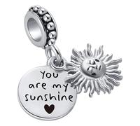 Sun Rise Inspirational Word You Are My Sunshine Double Dangle Charm Compatible with Pandora Charms Bracelets