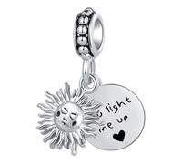 Sun Rise Inspirational Word You Light Me Up Double Dangle Charm Compatible with Pandora Charms Bracelets
