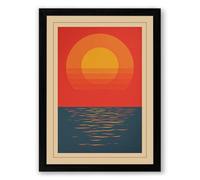 Sun Rising Over Water Vintage Framed Wall Art Print A3 (42×29.7cm) Black, Wall Decor for Living Room, Bedroom, Office & Home, Ready to Hang, Art Gift
