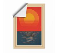 Sun Rising Over Water Vintage Unframed Wall Art Print A4 (29.7×21cm), Wall Decor for Living Room, Bedroom, Office & Home, Art Gift