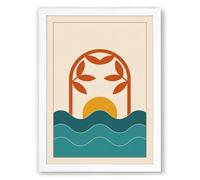 Sun Rising Over Waves Coastal Framed Wall Art Print A1 (84.1×59.4cm) White, Wall Decor for Living Room, Bedroom, Office & Home, Ready to Hang, Art Gift