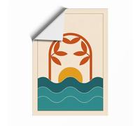 Sun Rising Over Waves Coastal Unframed Wall Art Print A3 (42×29.7cm), Wall Decor for Living Room, Bedroom, Office & Home, Art Gift