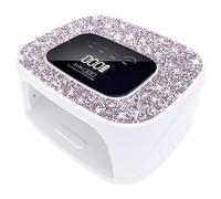 Sun S20 Glitter Diamond UV LED Nail Lamp - 48W Dual Light Source, Smart Motion Sensor, 5 Timers, Low Heat, Large Chamber for Hands/Feet, Fast Curing Gel Polish Lamp for Home Salon (Purple Sparkle)