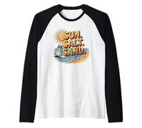 Sun Salt Sand Beach Vacation Coastal Ocean Life Raglan Baseball Tee