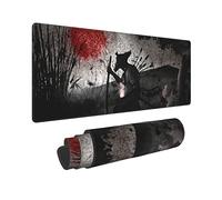 Sun Samurai Kneeling Katana Japanese Warrior Pierced Mouse Pad XL Extended Desk Mat, Non Slip Rubber Base Stitched Edge Gaming Pc Desktop Large Mice Pad,31.5X11.8 Inch