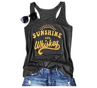 Sun Sand and A Drink in My Hand Tank Tops Womens Summer Beach Graphic Sleeveless T Shirt Cute Country Vacation Tank Cami, Whiskey/Dark Grey6, L
