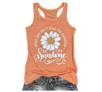 Sun Sand and in My Hand Tank Tops Womens Hawaii Summer Beach Graphic Sleeveless T Shirt Cute Country Vacation Tank Cami, Sunshine/Orange, L