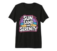 Sun Sand and Serenity Aesthetic Beach Summer - Premium T-Shirt