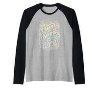 Sun Sand &Sea Pastel Summer Coral Beach Design Raglan Baseball Tee