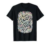 Sun Sand &Sea Pastel Summer Coral Beach Design T-Shirt