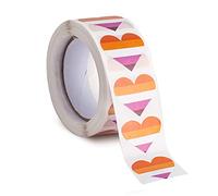 Sun Set Lesbian Pride Heart Stickers for LGBTQ Pride Parades and Events Rainbow Flag Heart Shaped Stickers on a Roll (1 Roll - 500 Stickers) (Sun Set Lesbian)