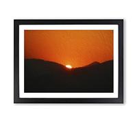Sun Setting Behind The Mountains Modern Art Framed Print | A3 Black Framed Wall Art | Ready to Hang | Modern Landscape Picture | Living Room Bedroom Lounge Office