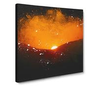 Sun Setting Behind the Mountains Paint Splash Canvas Print | Gallery Wrapped 30mm Frame Wall Art | 20x20 inches | Ready to Hang | Modern Landscape Picture | Living Room Bedroom Lounge Office