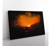 Sun Setting Behind The Mountains Paint Splash Modern Art Canvas Wall Art Print Ready to Hang, Framed Picture for Living Room Bedroom Home Office Décor, 76x50 cm (30x20 Inch)