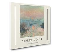 Sun Setting On The Seine By Claude Monet Canvas Print | Gallery Wrapped 30mm Frame Wall Art | 14x14 inches | Ready to Hang | Impressionist Picture | Living Room Bedroom Lounge Office