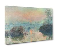 Sun Setting On The Seine By Claude Monet Canvas Print | Gallery Wrapped 30mm Frame Wall Art | 30x20 inches | Ready to Hang | Impressionist Picture | Living Room Bedroom Lounge Office