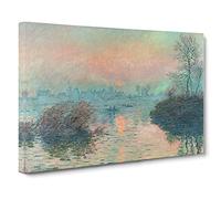 Sun Setting On The Seine By Claude Monet Canvas Wall Art Print 30x20 Inch
