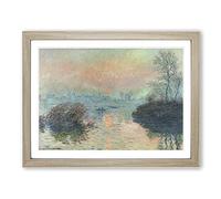 Sun Setting On The Seine By Claude Monet Classic Painting Framed Wall Art Print, Ready to Hang Picture for Living Room Bedroom Home Office Décor, Oak A3 (46 x 34 cm)