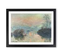 Sun Setting On The Seine By Claude Monet Classic Painting Framed Wall Art Print, Ready to Hang Picture for Living Room Bedroom Home Office Décor, Black A3 (46 x 34 cm)