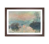 Sun Setting On The Seine by Claude Monet Framed Print | A2 Walnut Framed Wall Art | Ready to Hang | Modern Historical Picture | Living Room Bedroom Lounge Office
