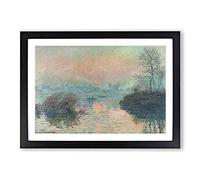 Sun Setting On The Seine by Claude Monet Framed Wall Art Print A2 Black