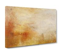 Sun Setting Over A Lake By Joseph Mallord William Turner Canvas Print | Gallery Wrapped 30mm Frame Wall Art | 24x16 inches | Ready to Hang | Classic Landscape Picture | Living Room Lounge Office