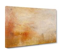 Sun Setting Over A Lake By Joseph Mallord William Turner Canvas Print | Gallery Wrapped 30mm Frame Wall Art | 30x20 inches | Ready to Hang | Classic Landscape Picture | Living Room Lounge Office