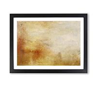Sun Setting Over A Lake By Joseph Mallord William Turner Classic Painting Framed Print | A4 Black Framed Wall Art | Ready to Hang | Classic Landscape Picture | Living Room Bedroom Lounge Office