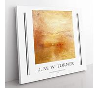 Sun Setting Over A Lake By Joseph Mallord William Turner Exhibition Museum Classic Painting Canvas Wall Art Print Ready to Hang, Framed Picture for Living Room Home Décor, 35x35 cm (14x14 Inch)