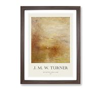 Sun Setting Over A Lake By Joseph Mallord William Turner Exhibition Museum Painting Framed Print | A3 Walnut Framed Wall Art | Ready to Hang | Modern Landscape Picture | Living Room Lounge Office